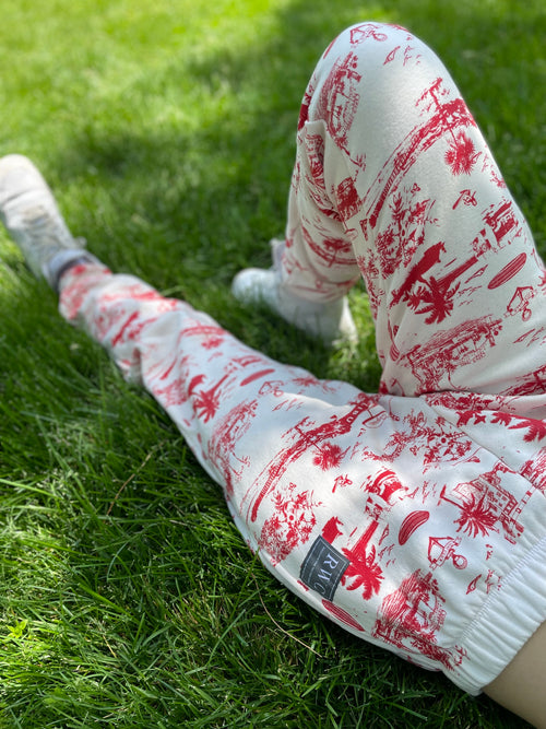 The Surfer Girl Sweatpant - red toile print